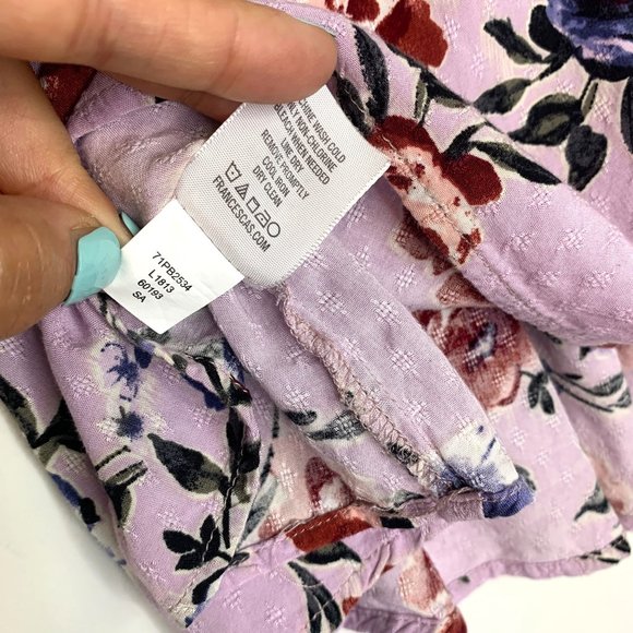 BLUE RAIN Mixed Purple Floral Boho Flowy Flutter Sleeve Blouse‎ Sz S - Picture 7 of 7